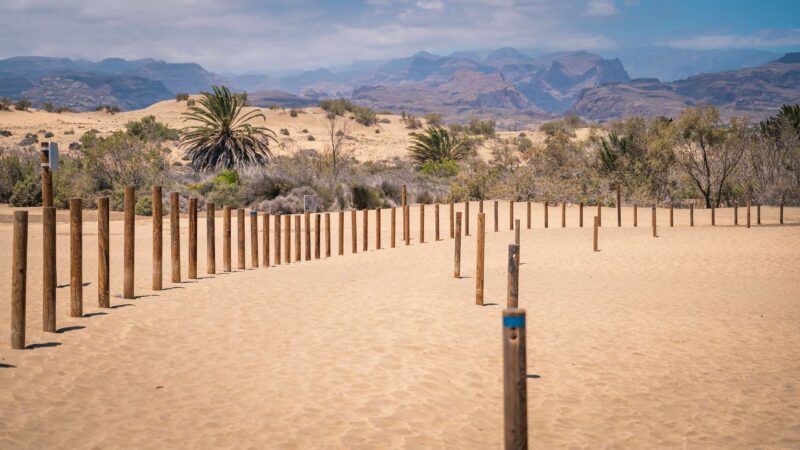 Wytyczony szlak, który można przejść na wydmach - Dunas de Maspalomas